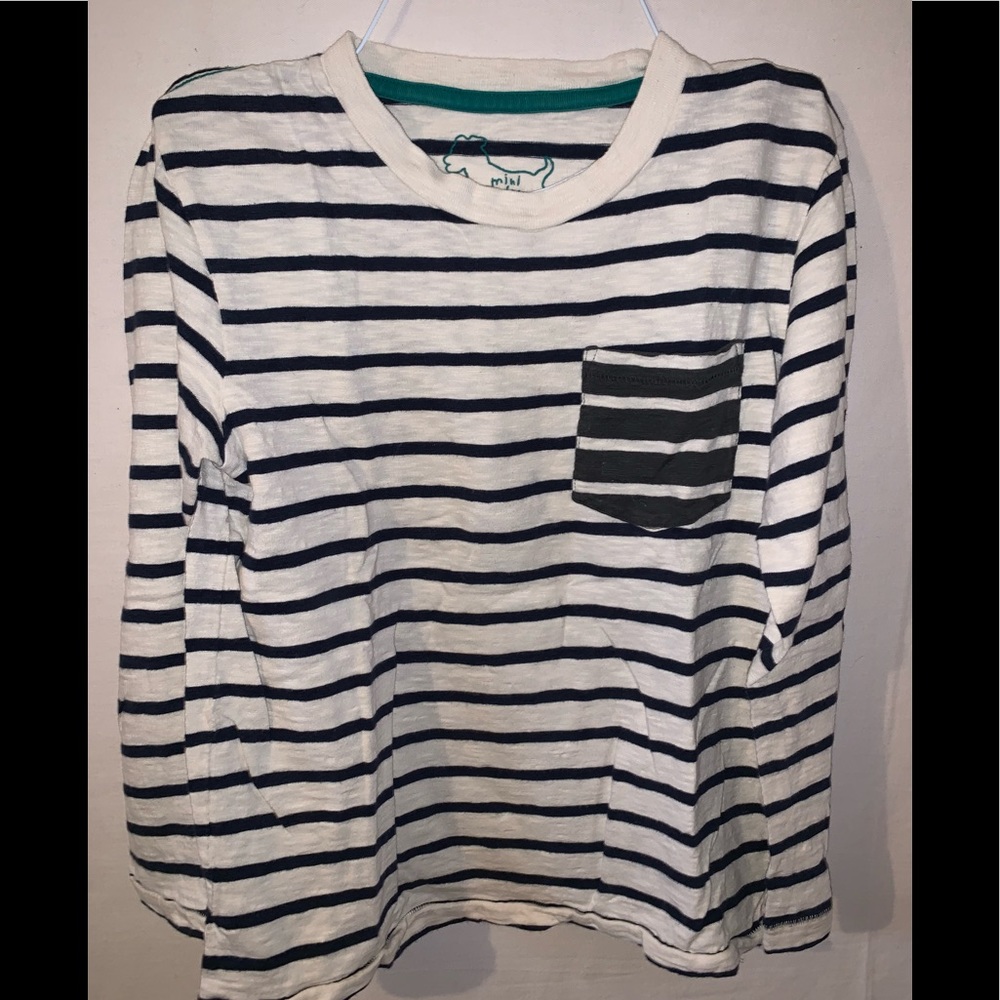 Mini Boden Striped Long Sleeve Shirt Boy 7 8